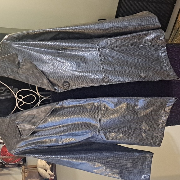 90s y2k faux snakeskin jacket, sz L - Picture 2 of 9